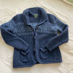 Woolrich Blue & Gray Knit Wool Cardigan